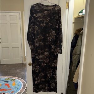 Gap Sheer long dress XL dark Floral pattern goth style
